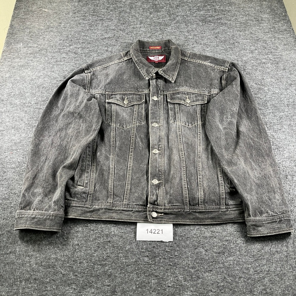 Vintage Denim Gear Trucker Jacket Mens XXL Black Excellent Made in Hong Kong